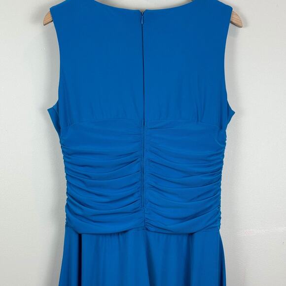 Celavie Dress Women L Blue Embellished Faux Wrap Surplice Neck Pleat Y2K Formal - Picture 6 of 9